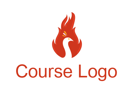 abstract peacock in fire flames icon