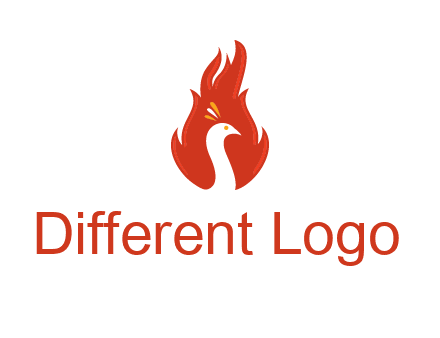 abstract peacock in fire flames icon