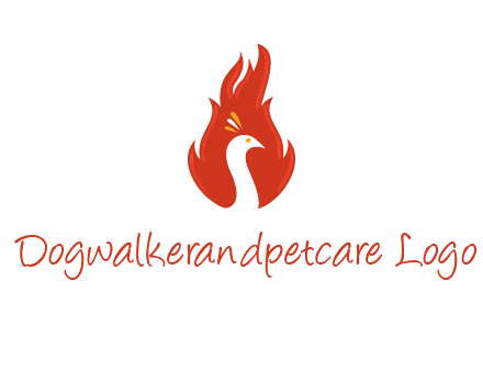 abstract peacock in fire flames icon