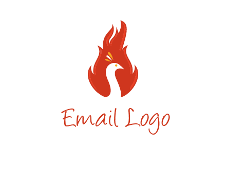 abstract peacock in fire flames icon