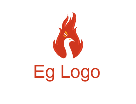 abstract peacock in fire flames icon