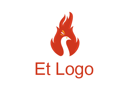 abstract peacock in fire flames icon