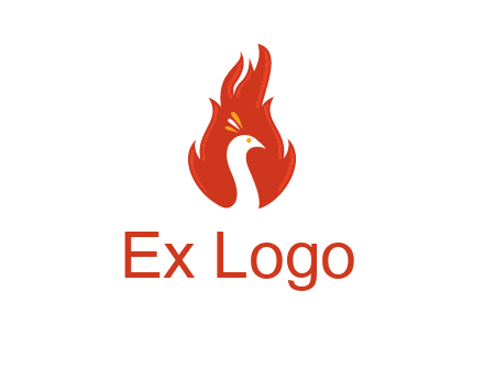 abstract peacock in fire flames icon