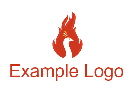 abstract peacock in fire flames icon