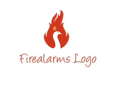 abstract peacock in fire flames icon