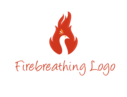 abstract peacock in fire flames icon