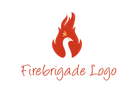 abstract peacock in fire flames icon