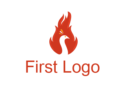 abstract peacock in fire flames icon