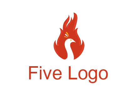 abstract peacock in fire flames icon