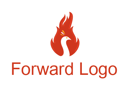 abstract peacock in fire flames icon