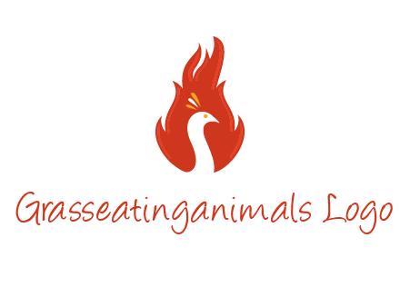 abstract peacock in fire flames icon