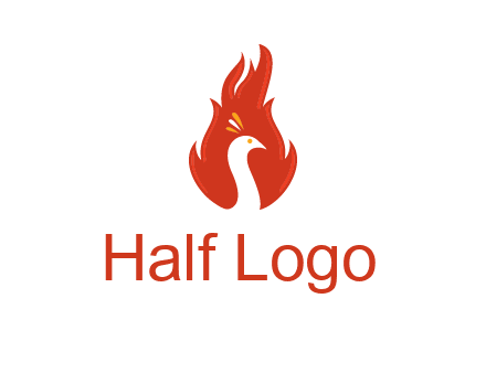 abstract peacock in fire flames icon