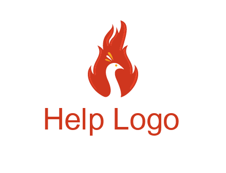 abstract peacock in fire flames icon