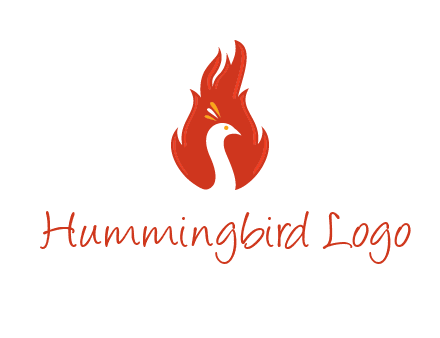 abstract peacock in fire flames icon