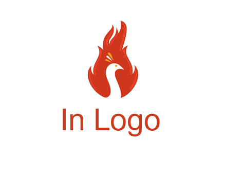 abstract peacock in fire flames icon
