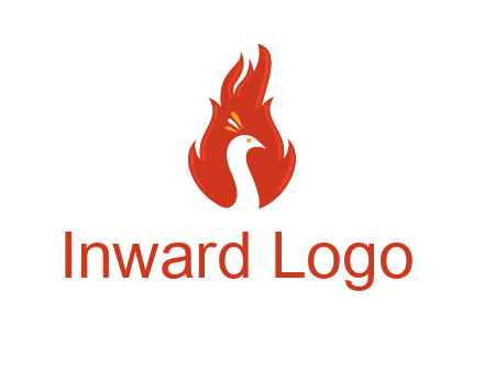 abstract peacock in fire flames icon