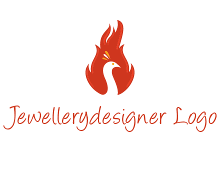 abstract peacock in fire flames icon