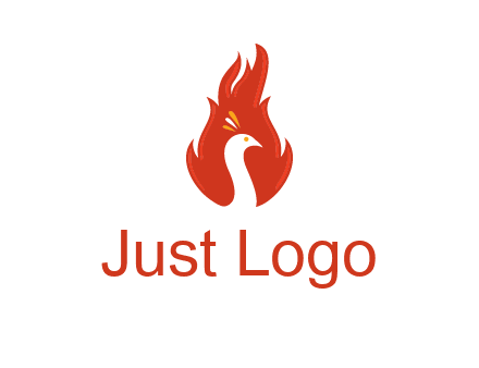 abstract peacock in fire flames icon