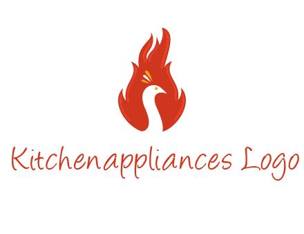 abstract peacock in fire flames icon