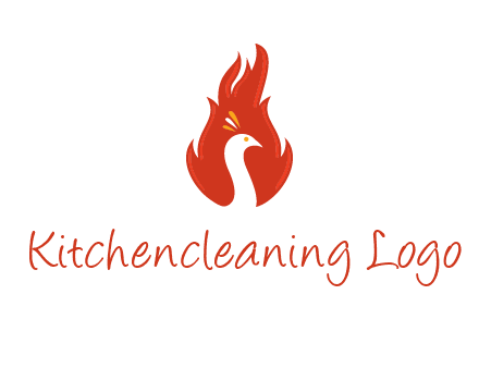 abstract peacock in fire flames icon