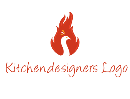 abstract peacock in fire flames icon