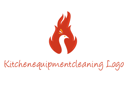 abstract peacock in fire flames icon