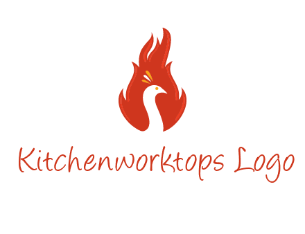 abstract peacock in fire flames icon