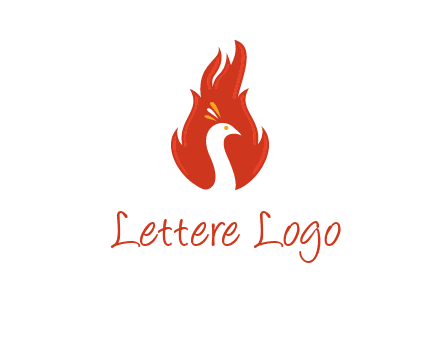 abstract peacock in fire flames icon