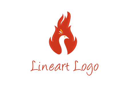 abstract peacock in fire flames icon