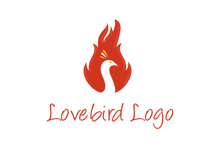abstract peacock in fire flames icon