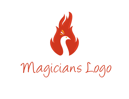 abstract peacock in fire flames icon