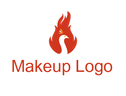 abstract peacock in fire flames icon