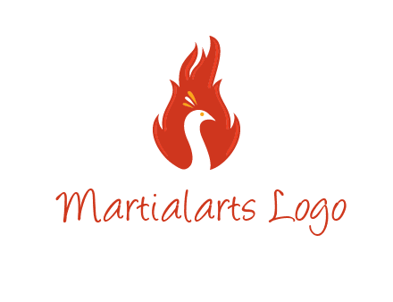 abstract peacock in fire flames icon