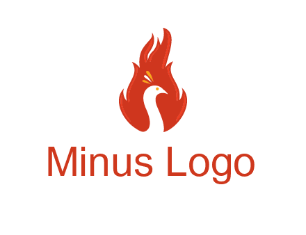 abstract peacock in fire flames icon