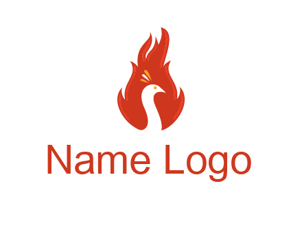 abstract peacock in fire flames icon