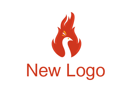 abstract peacock in fire flames icon
