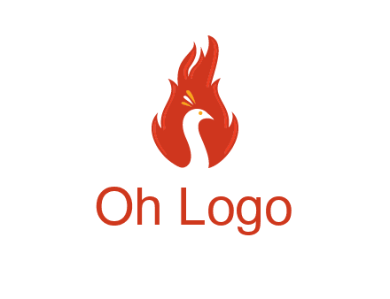 abstract peacock in fire flames icon