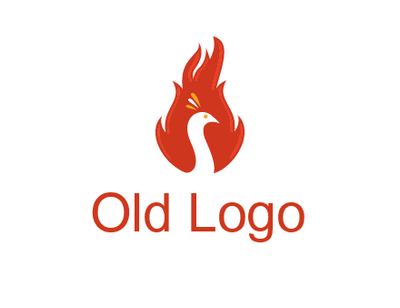 abstract peacock in fire flames icon
