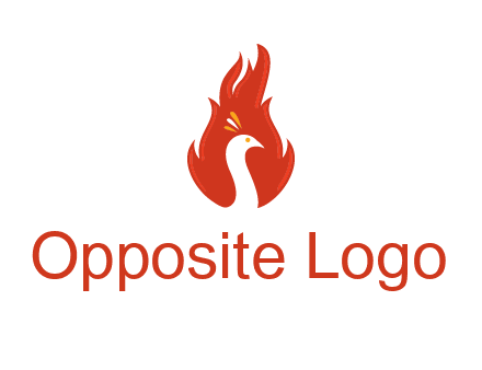 abstract peacock in fire flames icon