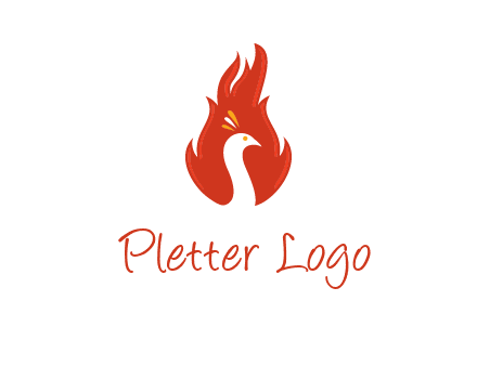 abstract peacock in fire flames icon