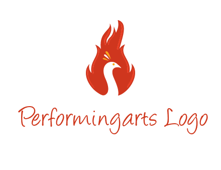 abstract peacock in fire flames icon