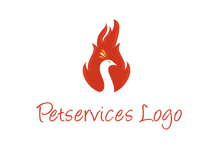 abstract peacock in fire flames icon
