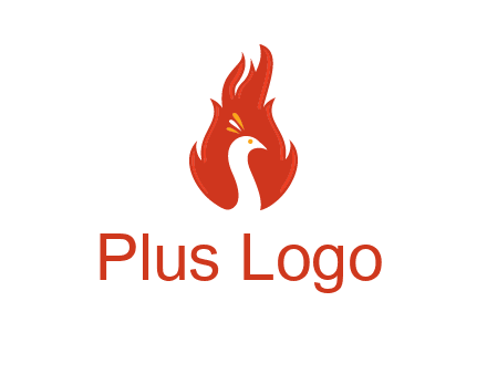 abstract peacock in fire flames icon