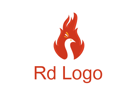 abstract peacock in fire flames icon