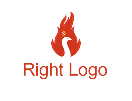 abstract peacock in fire flames icon
