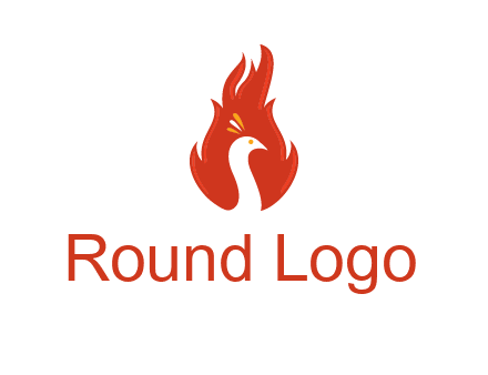 abstract peacock in fire flames icon