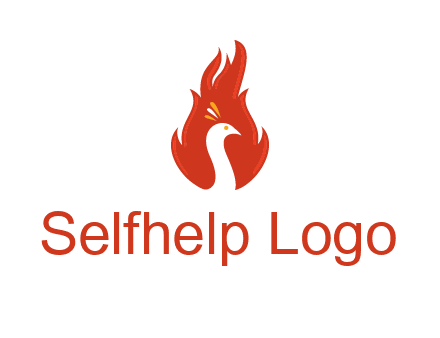 abstract peacock in fire flames icon