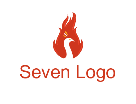 abstract peacock in fire flames icon