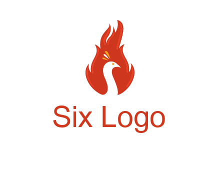 abstract peacock in fire flames icon