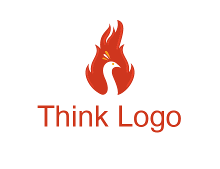 abstract peacock in fire flames icon